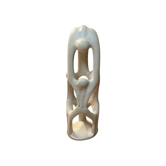 Vtg Soapstone Sculpture Family Union Carved Ri-Ri-Ku Family Abstract Art MCM 9" - Picture 3 of 7